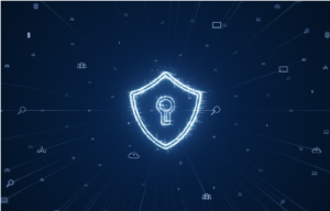 A picture of a graphic of a lock on a cyber screen representing the ThriveDX Cybersecurity Bootcamp